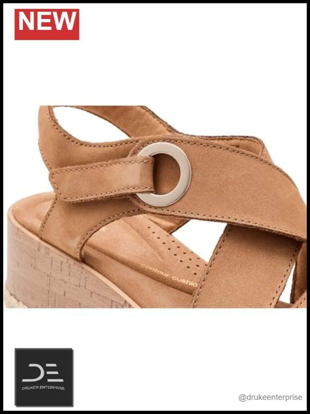 Clarks Kidiki Sun Sandals Wedge Heels Tan Nubuck Adjustable Straps